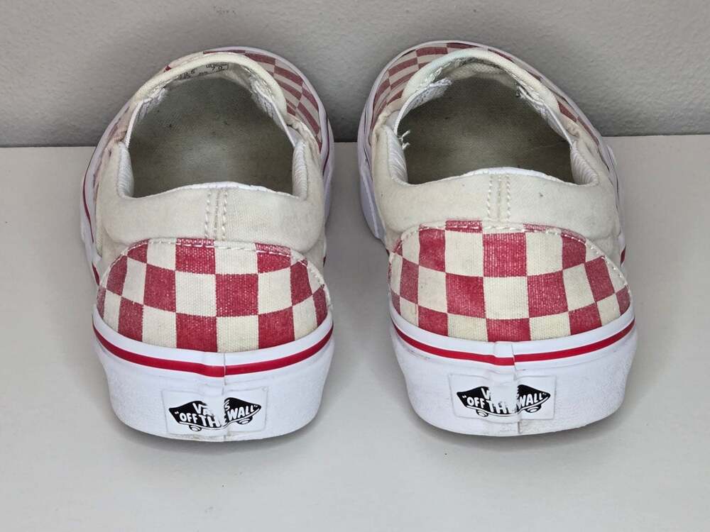 Vans Classic Slip-On Checkerboard Racing Red/White Sneakers - Picture 4 of 7